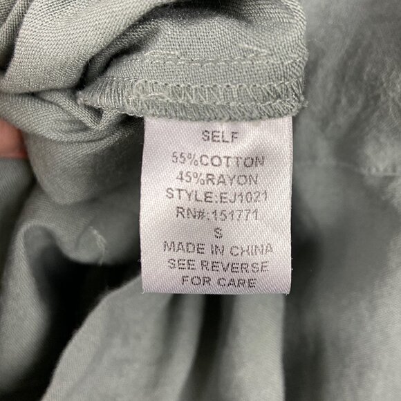 LE LIS | Sage Green Short Sleeve Jumpsuit Drawstring Waist Wide Leg Small - Picture 10 of 11